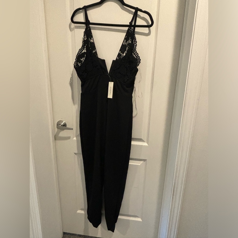Trixxi Women’s Size Small Black Jumpsuit Lace Back NWT Cocktail Wedding Sexy